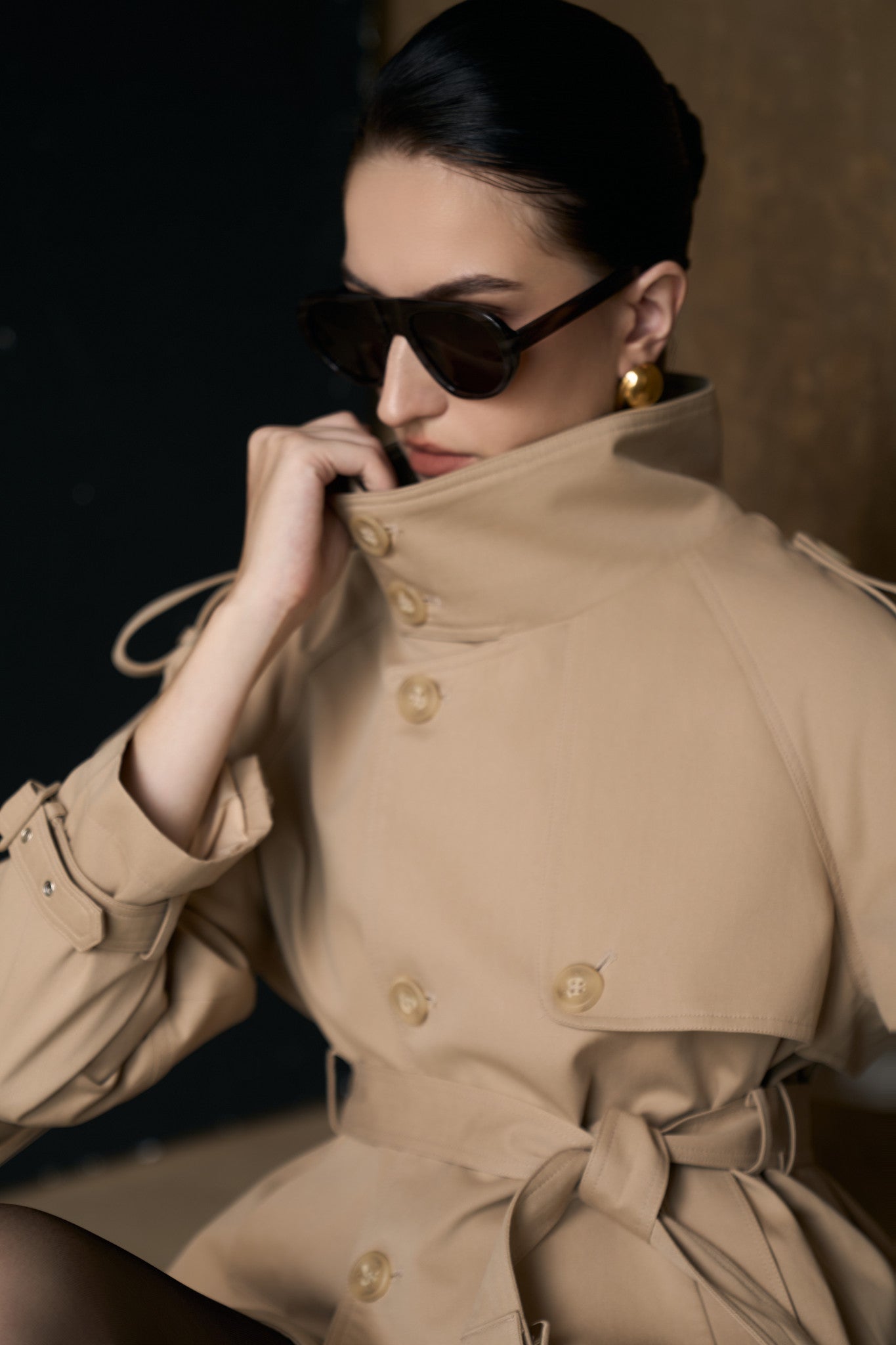 SIENA SHORT TRENCH COAT-KAKI