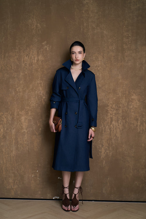 LUCE LONGLINE TRENCH COAT- DENIM
