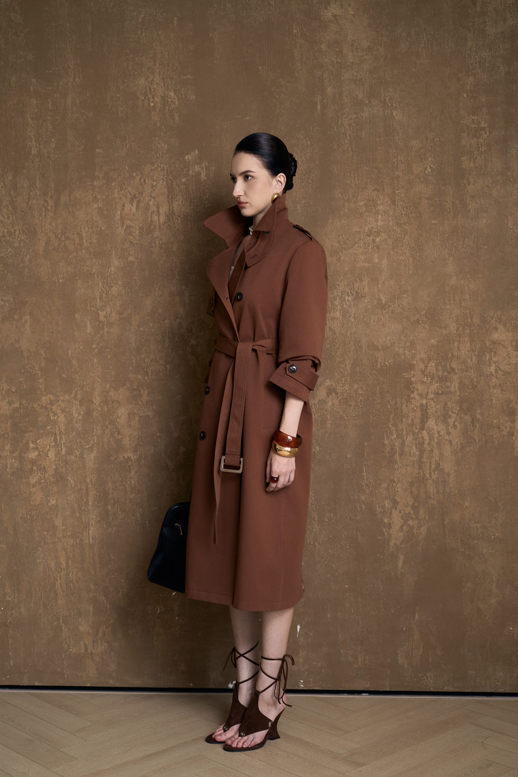 LUCE LONGLINE TRENCH COAT- CACAO