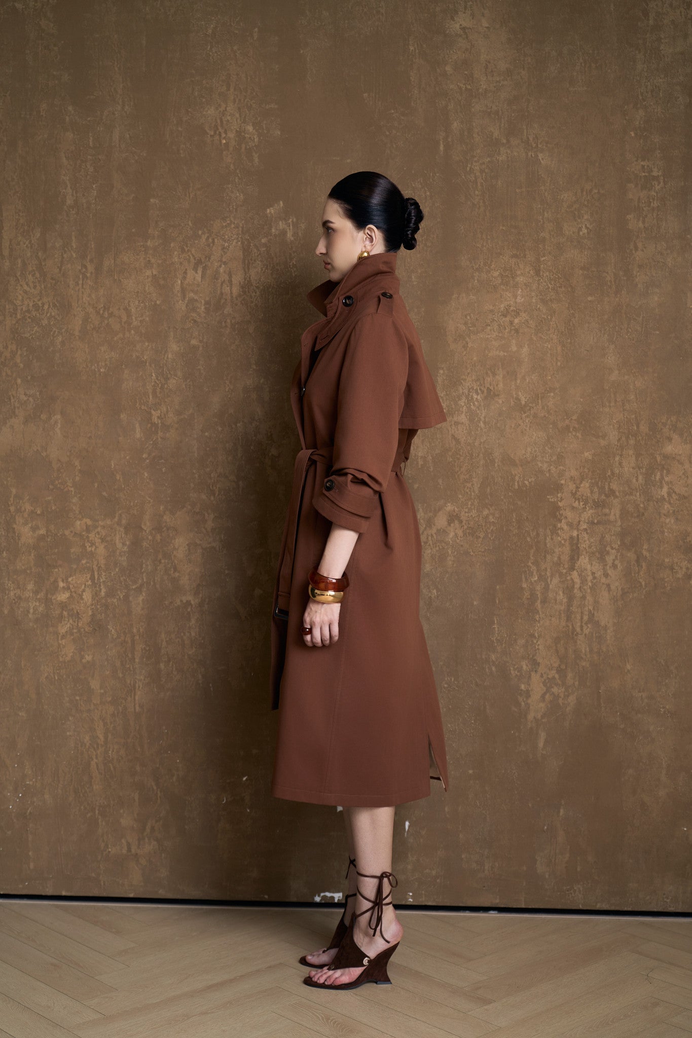 LUCE LONGLINE TRENCH COAT- CACAO