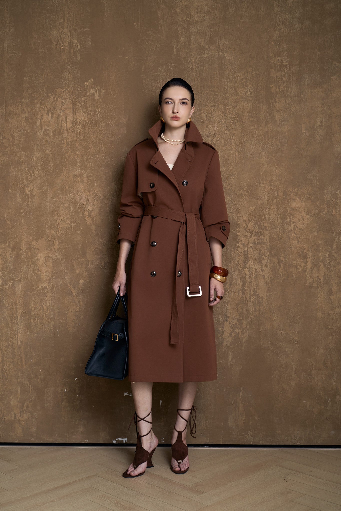LUCE LONGLINE TRENCH COAT- CACAO