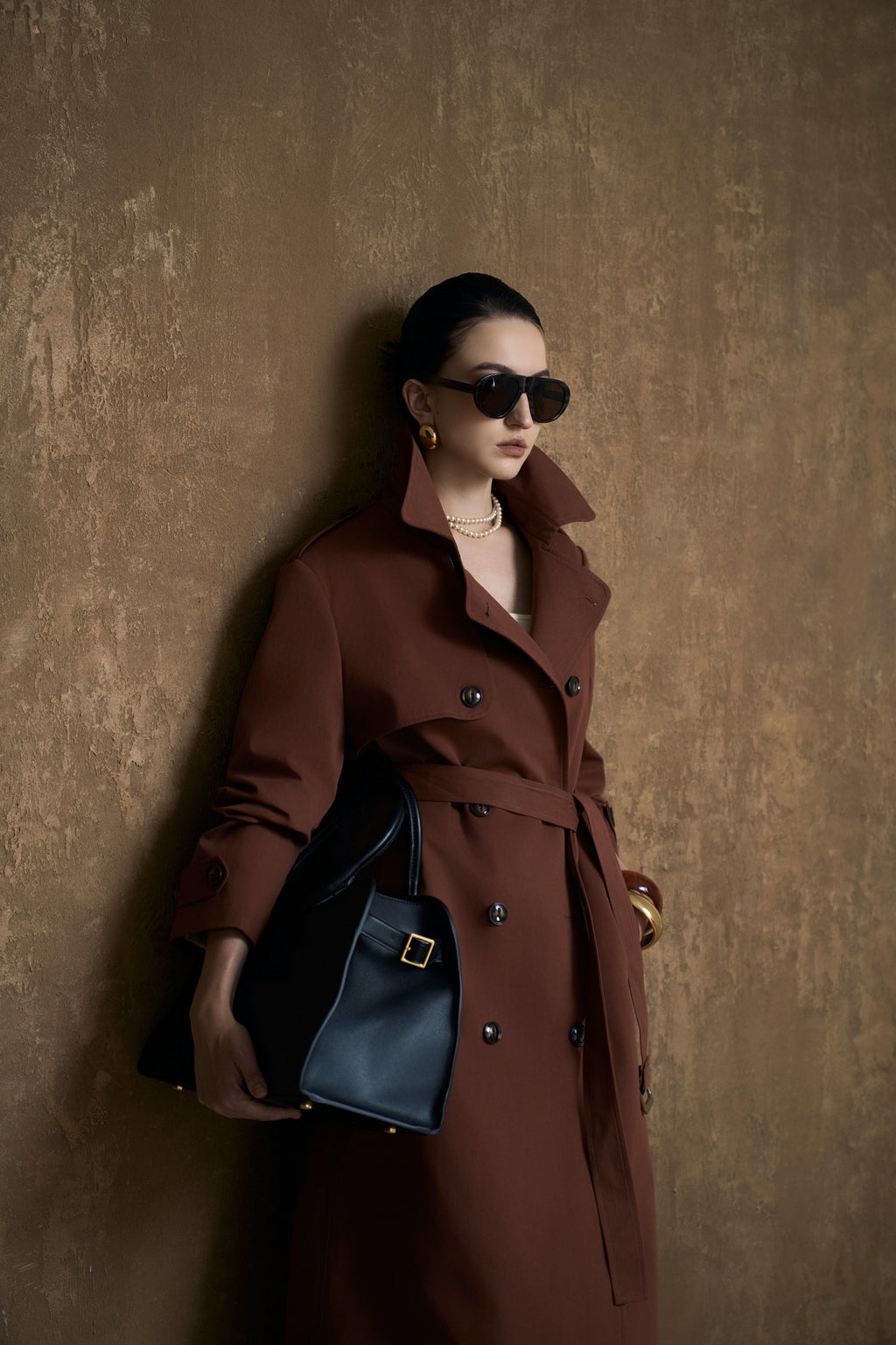 LUCE LONGLINE TRENCH COAT- CACAO