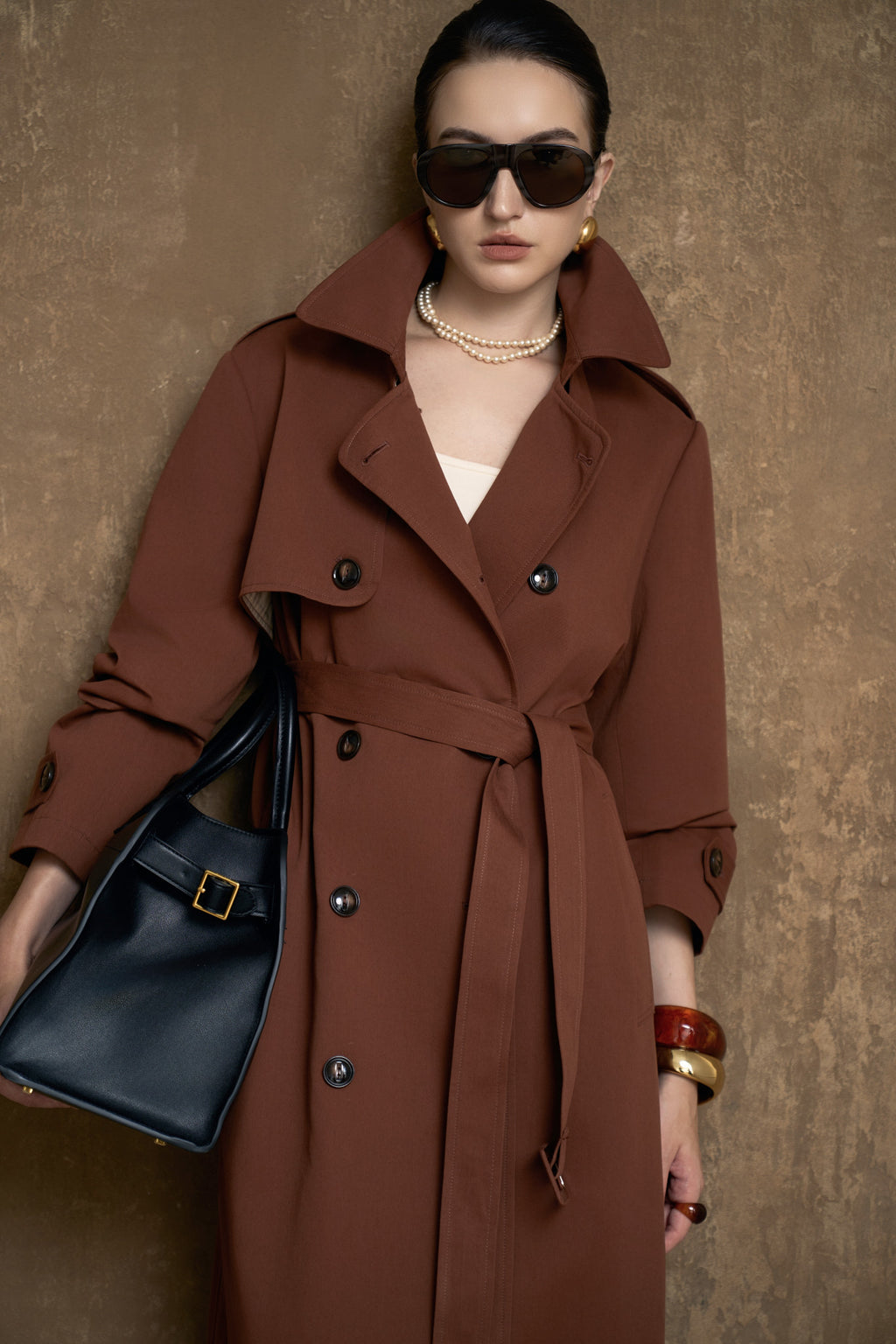 LUCE LONGLINE TRENCH COAT- CACAO