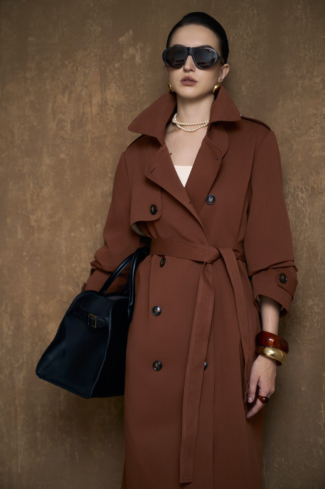 LUCE LONGLINE TRENCH COAT- CACAO