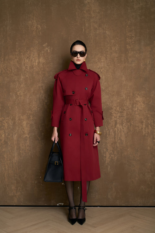 ALBA SIGNATURE TRENCH COAT - BORDEAUX